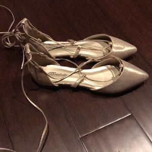 Breckelles Shoes - gold lace up pointed toe shoes Breckelles Shoes - gold lace up pointed toe shoes